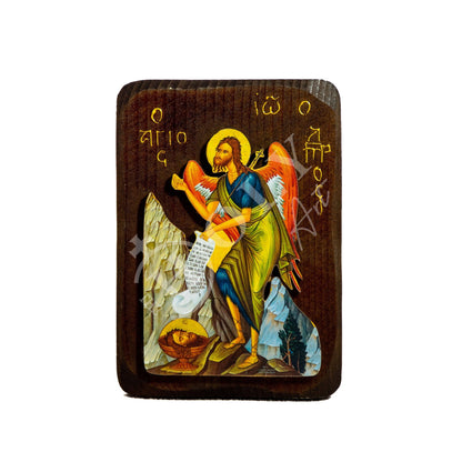 Saint John icon, Handmade Greek Orthodox icon of St John Baptist, Byzantine art wall hanging of the Forerunner wood plaque, religious decor - TheHolyArt