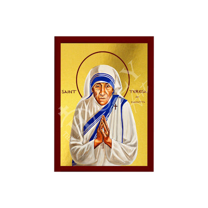 Saint Teresa icon, Handmade Greek Orthodox icon of St Teresa of Calcutta Catholic art, Mother Teresa wall hanging religious gift ideas - TheHolyArt