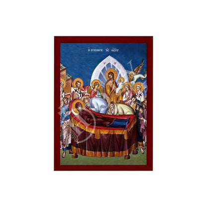 Dormition of Virgin Mary icon, Handmade Greek Orthodox Icon of Theotokos Assumption, Mother of God Byzantine art wall hanging plaque icon (2) - TheHolyArt