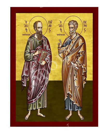 Apostle Peter and Paul icon, Handmade Greek Orthodox icon of St Peter and St Paul the Apostles, Byzantine art wall hanging, religious gift - TheHolyArt