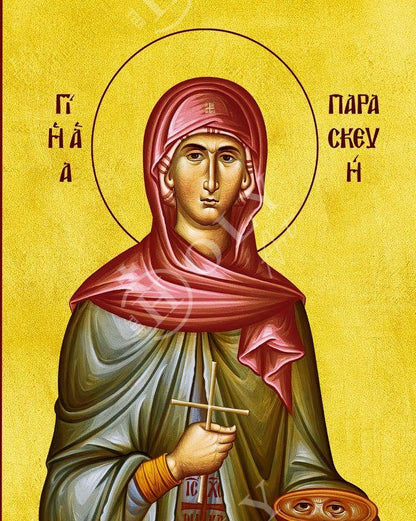 Saint Paraskevi icon, Handmade Greek Orthodox icon of St Paraskevi of Rome, Byzantine art wall hanging icon plaque, religious decor - TheHolyArt