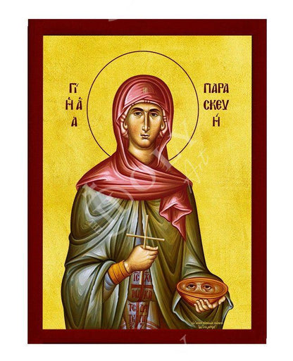 Saint Paraskevi icon, Handmade Greek Orthodox icon of St Paraskevi of Rome, Byzantine art wall hanging icon plaque, religious decor - TheHolyArt