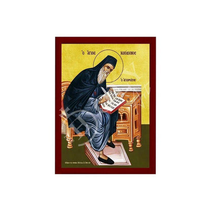 Saint Nicodemus icon, Handmade Greek Orthodox icon St Nicodemus the Hagiorite Byzantine art wall hanging on wood plaque icon religious gift - TheHolyArt
