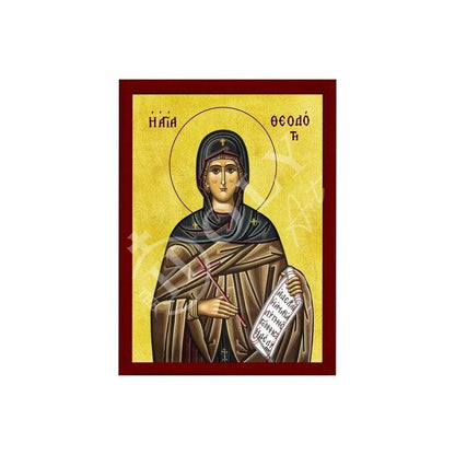 Saint Theodote icon, Handmade Greek Orthodox icon of Great Martyr St Theodota, Byzantine art wall hanging, religious gift decor wood plaque - TheHolyArt