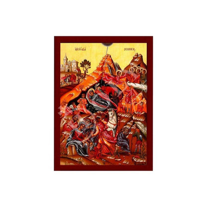 Nativity of Jesus Christ icon, Handmade Greek Orthodox icon, Byzantine art wall hanging wood plaque of the Birth our Lord, religious decor (3) - TheHolyArt