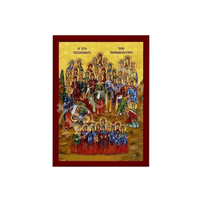 The 40 Virgin Martyrs icon Handmade Greek Orthodox icon Forty Martyrs of Thrace, Byzantine art wall hanging icon wood plaque, religious gift - TheHolyArt