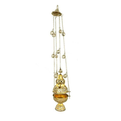 Christian Hanging Brass Resin Incense Burner, Greek Orthodox Thurible Incense holder, Metal Byzantine Censer Perfume burner, religious decor - TheHolyArt