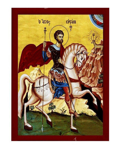 Saint Eustathius icon, Handmade Greek Orthodox icon of St Eustace, Byzantine art wall hanging icon wood plaque, religious decor - TheHolyArt