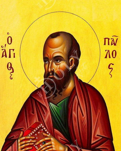 Apostle Paul icon, Handmade Greek Orthodox icon of St Paul the Apostle, Byzantine art wall hanging wood plaque, religious decor(2) - TheHolyArt