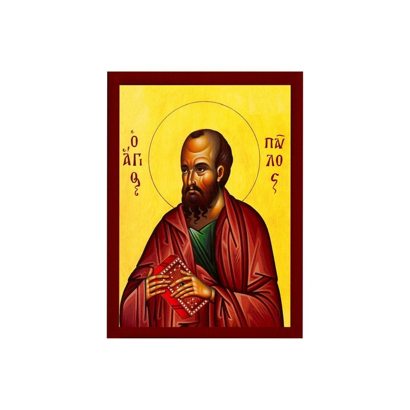 Apostle Paul icon, Handmade Greek Orthodox icon of St Paul the Apostle, Byzantine art wall hanging wood plaque, religious decor TheHolyArt