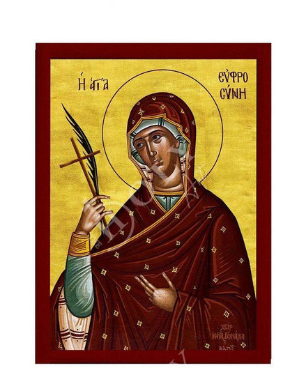 Saint Euphrosyne icon Handmade Greek Orthodox icon St Euphrosyne of Alexandria Byzantine art wall hanging icon wood plaque religious decor - TheHolyArt