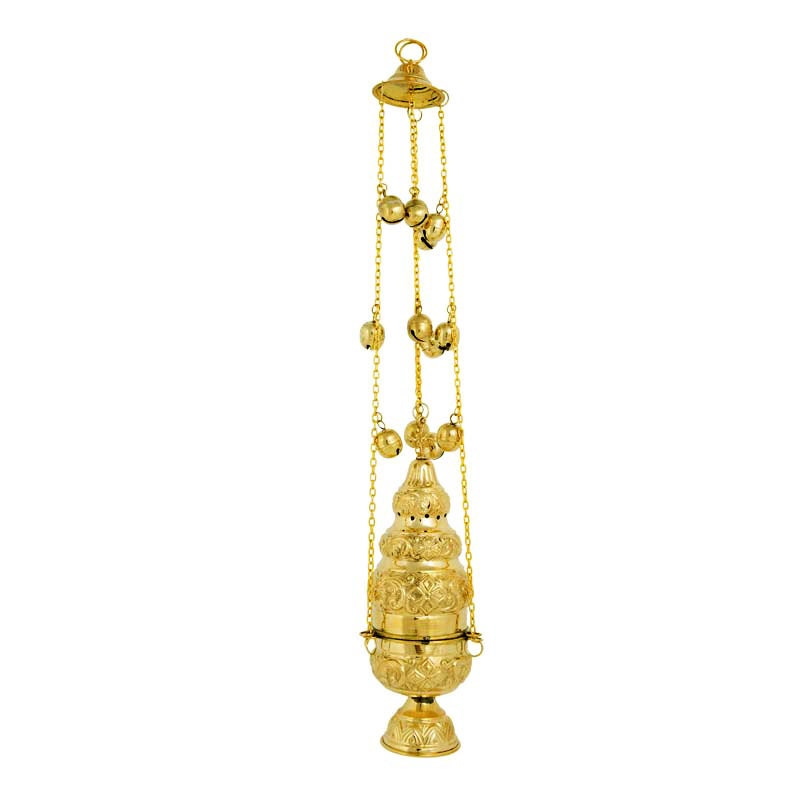 Christian Hanging Gold Plated Resin Incense Burner, Greek Orthodox Thurible Incense holder, Metal Byzantine Censer Perfume burner, religious decor TheHolyArt