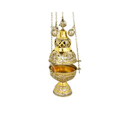 Christian Hanging Brass Resin Incense Burner, Greek Orthodox Thurible Incense holder, Metal Byzantine Censer Perfume burner, religious decor - TheHolyArt