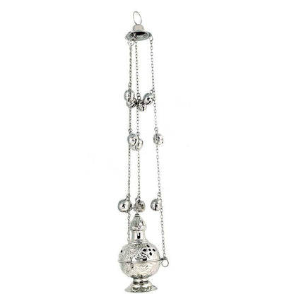 Christian Hanging Nickel Resin Incense Burner Greek Orthodox Thurible Incense holder, Metal Byzantine Censer Perfume burner, religious decor - TheHolyArt