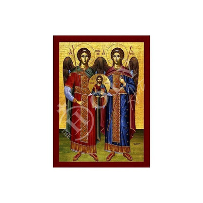 Archangel Michael & Archangel Gabriel icon, Byzantine art wall hanging, Greek Catholic Orthodox icon wood plaque religious gift - TheHolyArt