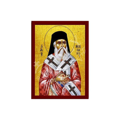 Saint Nectarios icon of Aegina, Greek Handmade Orthodox icon of St Nectarios of Pentapolis, Byzantine art wall hanging, religious gift - TheHolyArt