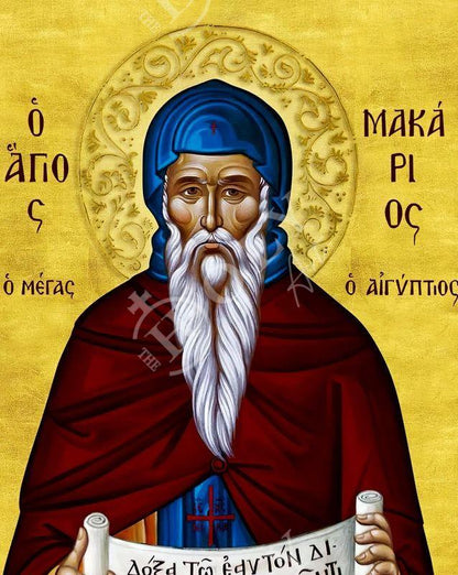 Saint Macarius icon, Handmade Greek Orthodox icon St Makarios of Egypt, Byzantine art wall hanging wood plaque, religious gift home decor(2) - TheHolyArt