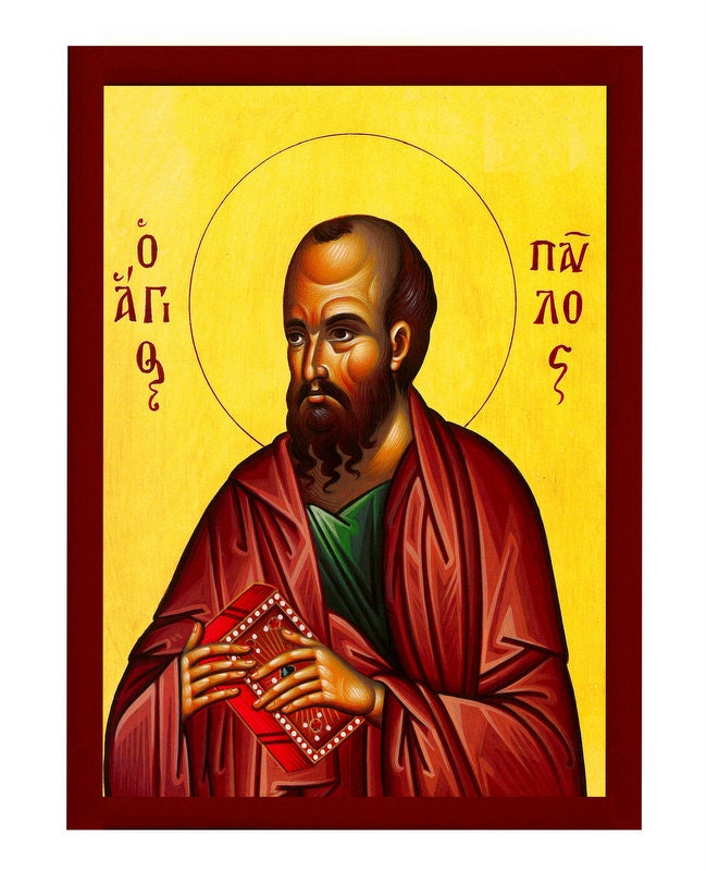 Apostle Paul icon, Handmade Greek Orthodox icon of St Paul the Apostle, Byzantine art wall hanging wood plaque, religious decor TheHolyArt