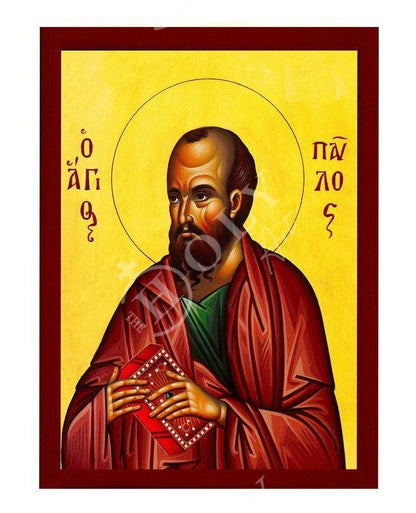 Apostle Paul icon, Handmade Greek Orthodox icon of St Paul the Apostle, Byzantine art wall hanging wood plaque, religious decor(2) - TheHolyArt