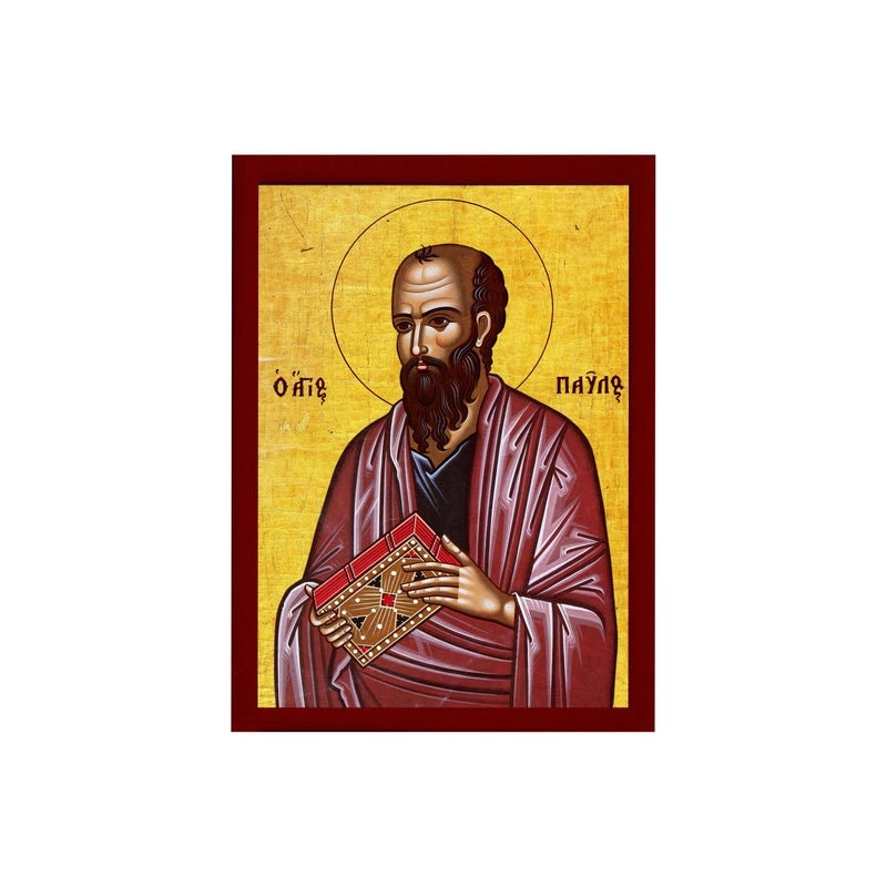 Apostle Paul icon, Handmade Greek Orthodox icon of St Paul the Apostle, Byzantine art wall hanging wood plaque, religious decor gift idea TheHolyArt