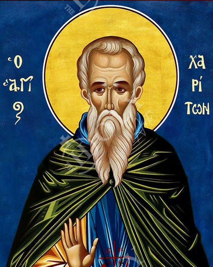 Saint Chariton icon, Handmade Greek Orthodox icon of St Chariton the Confessor, Byzantine art wall hanging icon wood plaque, religious decor - TheHolyArt