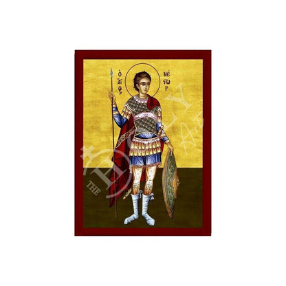Saint Nestor icon, Handmade Greek Orthodox icon of St Nestor the Martyr, Byzantine art wall hanging icon wood plaque, religious decor - TheHolyArt