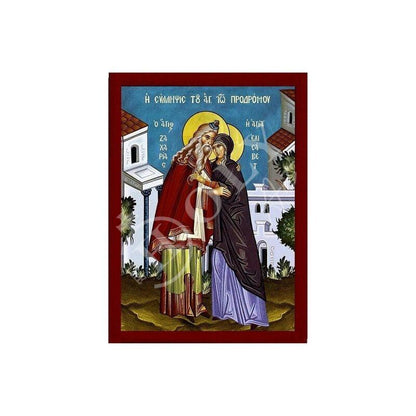 The Conception of St John Baptist icon, Handmade Greek Orthodox icon of St Zachariah & Elizabeth Byzantine art wall hanging icon wood plaque - TheHolyArt