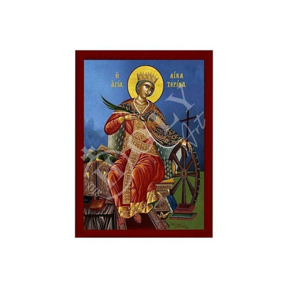 Saint Catherine icon, Handmade Greek Orthodox icon of St Katherine, Byzantine art wall hanging icon plaque, religious gift (3) - TheHolyArt