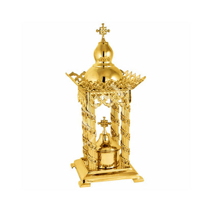 Christian Gold Plated Bronze Handmade Altar Tabernacle, Orthodox Altar Church Tabernacle Monstrance Handmade Pyx Artoforio, religious gift - TheHolyArt