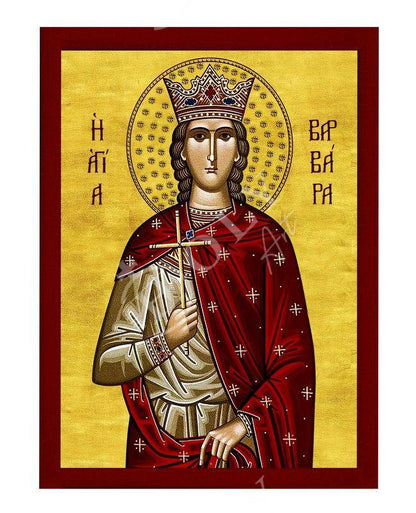 Saint Barbara icon, Handmade Greek Orthodox icon of Great Martyr St Barbara, Byzantine art wall hanging wood plaque, religious gift - TheHolyArt