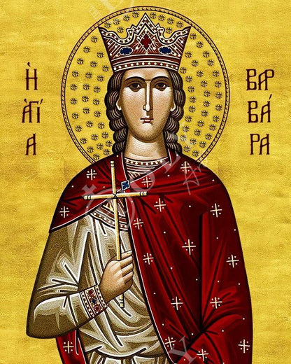Saint Barbara icon, Handmade Greek Orthodox icon of Great Martyr St Barbara, Byzantine art wall hanging wood plaque, religious gift - TheHolyArt