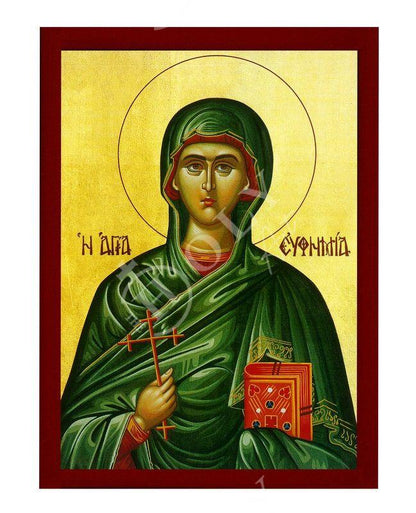 Saint Euphemia icon, Handmade Greek Orthodox Icon of St Efimia the Martyr, Byzantine art wall hanging plaque, religious decor - TheHolyArt