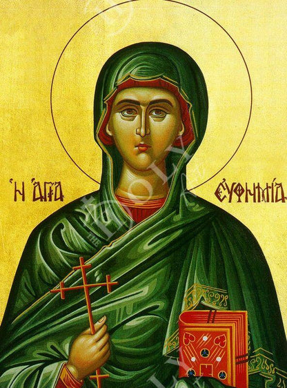 Saint Euphemia icon, Handmade Greek Orthodox Icon of St Efimia the Martyr, Byzantine art wall hanging plaque, religious decor - TheHolyArt