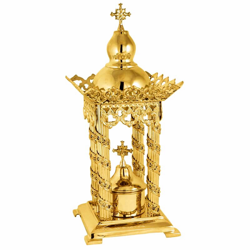Christian Gold Plated Bronze Handmade Altar Tabernacle, Orthodox Altar Church Tabernacle Monstrance Handmade Pyx Artoforio, religious gift