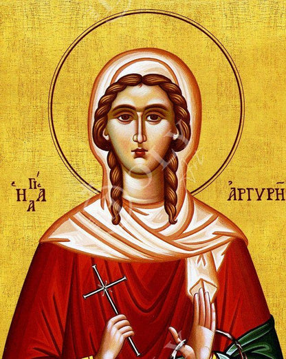 Saint Argyri icon, Handmade Greek Orthodox icon of St Argyre Patron Saint of Marriage Byzantine art wall hanging wood plaque, religious gift - TheHolyArt