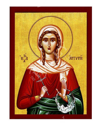 Saint Argyri icon, Handmade Greek Orthodox icon of St Argyre Patron Saint of Marriage Byzantine art wall hanging wood plaque, religious gift - TheHolyArt
