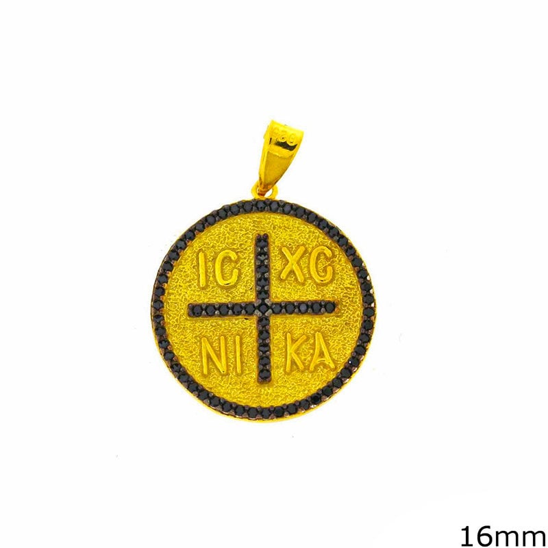 Byzantine Pendant IC XC Gold Plated Sterling Silver 925K Greek Religious Cross Charm Constantine Coin Necklace Christian Jewelry Unisex gift