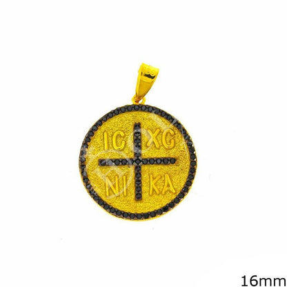 Byzantine Pendant IC XC Gold Plated Sterling Silver 925K Greek Religious Cross Charm Constantine Coin Necklace Christian Jewelry Unisex gift - TheHolyArt