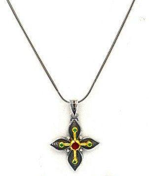Gold Plated Silver Cross Necklace Handmade Byzantine Greek Crucifix Pendant Religious Gift Silver 925 Cross Pendant Necklace w Zircon Stones - TheHolyArt
