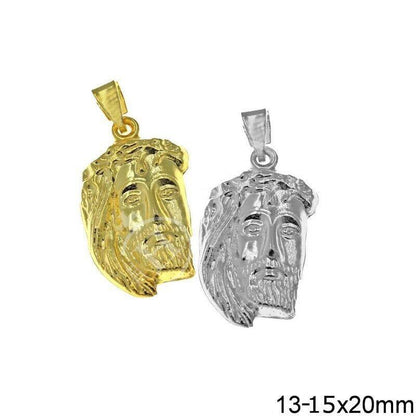 Jesus Head Pendant 14K Gold Plated Sterling Silver 925K Greek Religious Cross Necklace Charm Necklace Christian Jewelry Unisex gift for Men - TheHolyArt