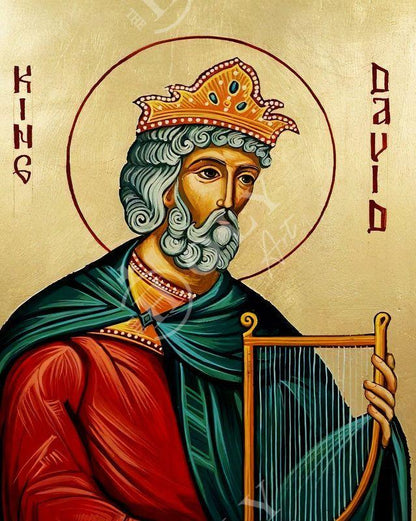 Saint King David icon, Handmade Greek Orthodox icon St King David, Byzantine art wall hanging on wood plaque icon, religious decor - TheHolyArt