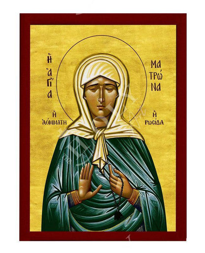 Saint Matrona icon, Handmade Greek Orthodox icon St Matrona of Moscow, Byzantine art wall hanging on wood plaque icon, religious decor gift - TheHolyArt