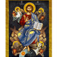 Jesus Christ icon, Handmade Greek Orthodox icon of our Lord w Apostles, Byzantine art wall hanging on wood plaque, religious icon home decor