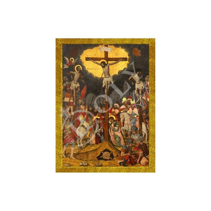 The Crucifixion icon, Jesus Christ Holy Cross Handmade Greek Orthodox icon, Byzantine art wall hanging wood plaque icon, religious gift - TheHolyArt