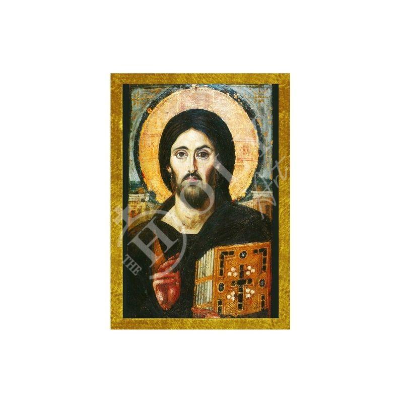 Jesus Christ icon Sina, Handmade Greek Orthodox icon of Jesus Christ Sinai, Byzantine art wall hanging on wood plaque, religious decor