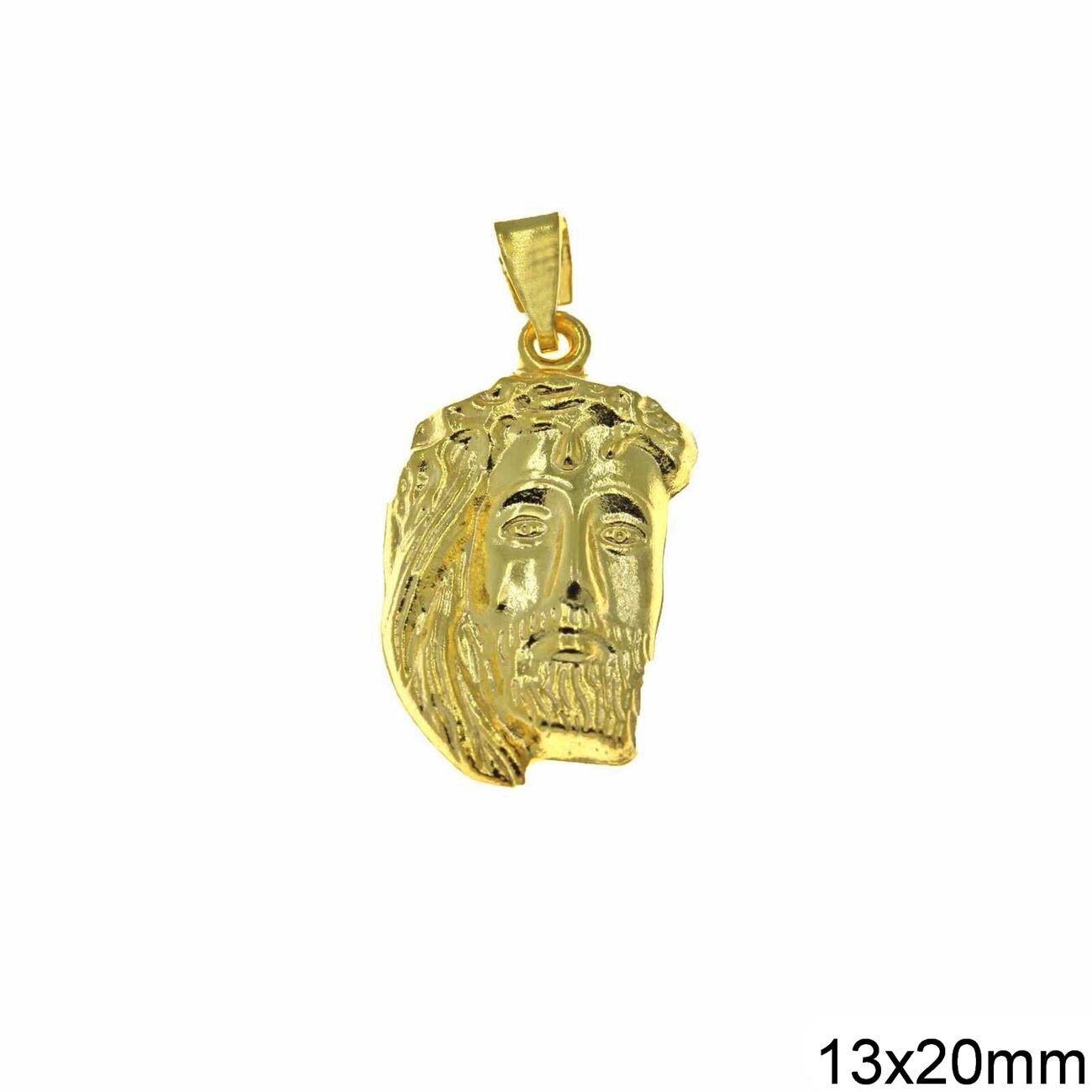 Jesus Head Pendant 14K Gold Plated Sterling Silver 925K Greek Religious Cross Necklace Charm Necklace Christian Jewelry Unisex gift for Men