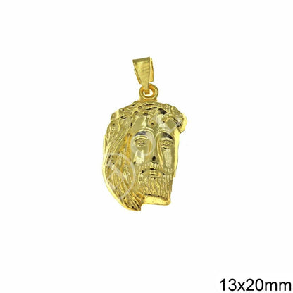 Jesus Head Pendant 14K Gold Plated Sterling Silver 925K Greek Religious Cross Necklace Charm Necklace Christian Jewelry Unisex gift for Men - TheHolyArt