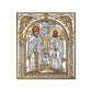 Saint Cyprian & Justina icon, Handmade Silver 999 Greek Orthodox icon of St Cyprian Justina, Byzantine art wall hanging religious plaque