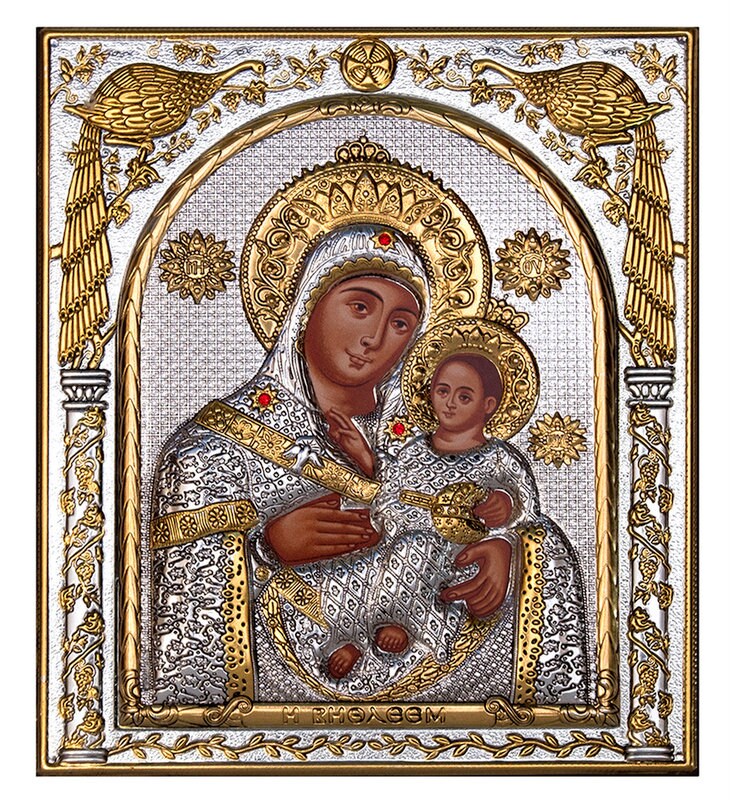 Virgin Mary icon Panagia Bethlehem, Handmade Silver 999 Greek Orthodox –  TheHolyArt