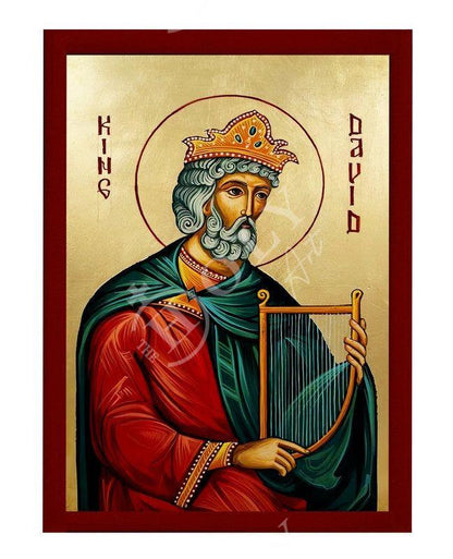 Saint King David icon, Handmade Greek Orthodox icon St King David, Byzantine art wall hanging on wood plaque icon, religious decor - TheHolyArt